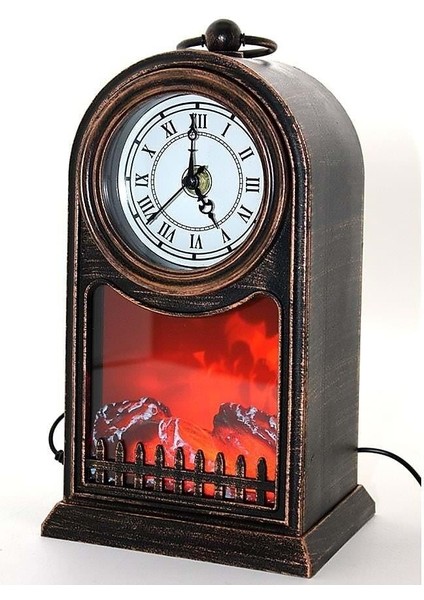 Dekoratif LED Işıklı Saatli Şömine (Usbli)