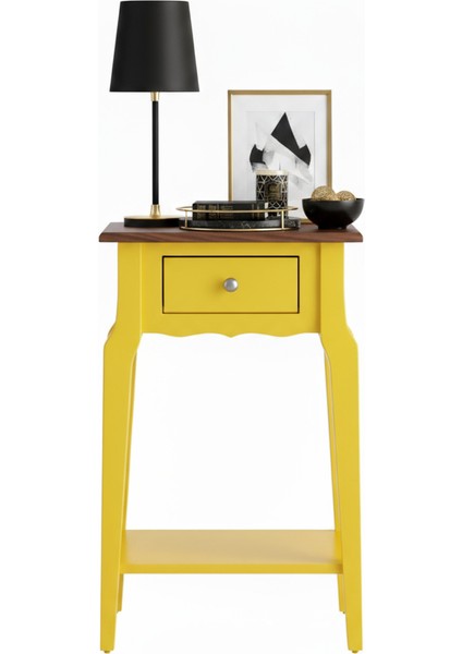 Masif Konik Sarı Ceviz Raflı Komodin - Mini Dresuar fiyatları