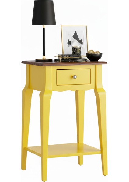 Masif Konik Sarı Ceviz Raflı Komodin - Mini Dresuar modelleri