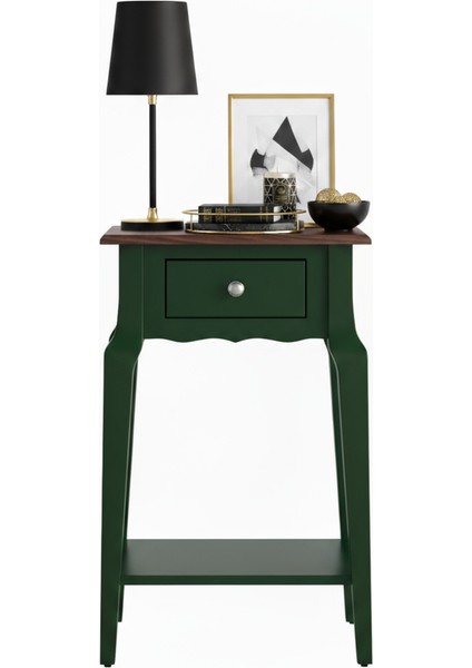 Masif Konik Yeşil Ceviz Raflı Komodin - Mini Dresuar modelleri