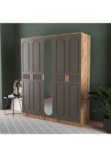 Dova 5 Kapaklı Gardırop - Mdf Kapak