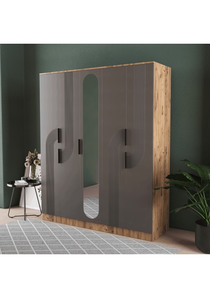 Ekin 5 Kapaklı Eko Gardırop - Mdf Kapak