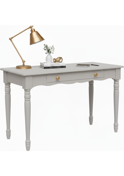 110 cm Masif Açık Gri Tornalı Çalışma Masası modelleri