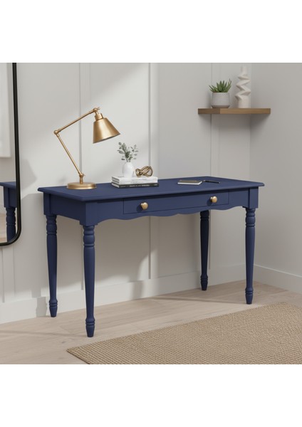 110 cm Masif Lacivert Tornalı Çalışma Masası