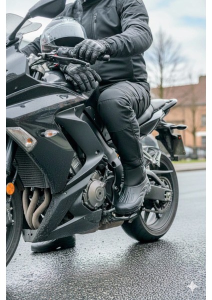 Motor Kurye Bot Erkek Kışlık Içi Peluşlu Su Geçirmez Tek Cırt Cırtlı