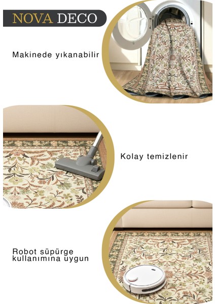 Vintage Floral Desenli Kaymaz Taban Yıkanabilir Halı Bloom modelleri