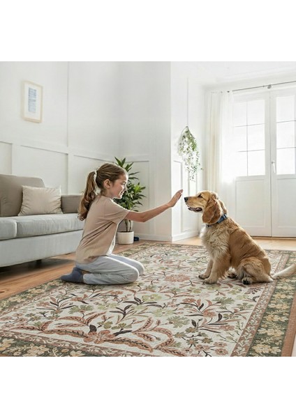 Vintage Floral Desenli Kaymaz Taban Yıkanabilir Halı Bloom fırsatları