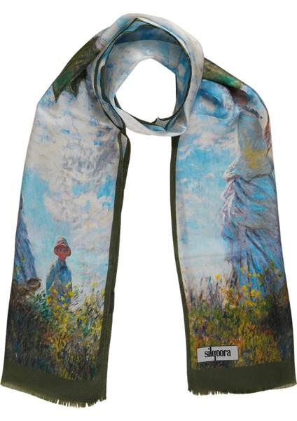 %100 Ipek Şal Fular (27X135 Cm)-Monet (Japon Köprüsü)