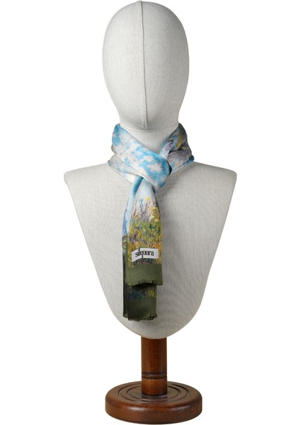 %100 Ipek Şal Fular (27X135 Cm)-Monet (Japon Köprüsü) fiyatları