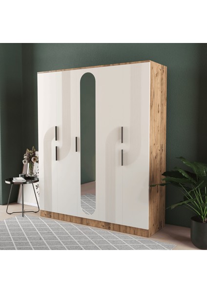 Ekin 5 Kapaklı Eko Gardırop - Mdf Kapak