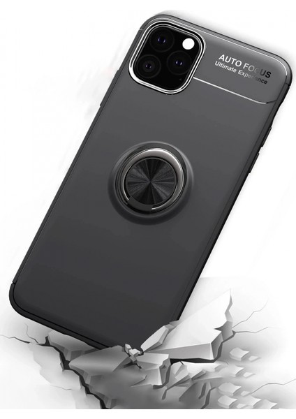 iPhone 11 Pro Max Kılıf Range Yüzüklü Silikon - Siyah-Kırmızı (K95) modelleri