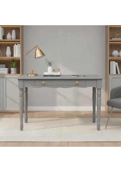 110 cm Masif Gri Tornalı Çalışma Masası