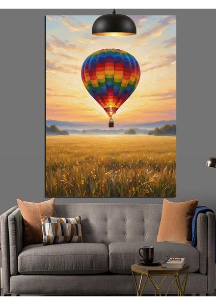 Sıcak Hava Balonu ve Gün Batımı Dekoratif Kanvas - Mdf Ahşap Tablo modelleri