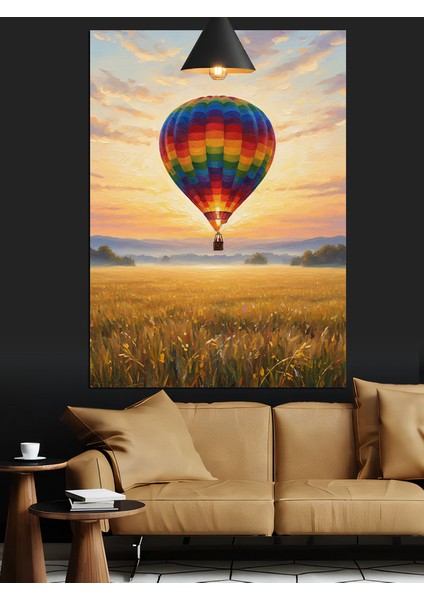 Sıcak Hava Balonu ve Gün Batımı Dekoratif Kanvas - Mdf Ahşap Tablo indirimleri