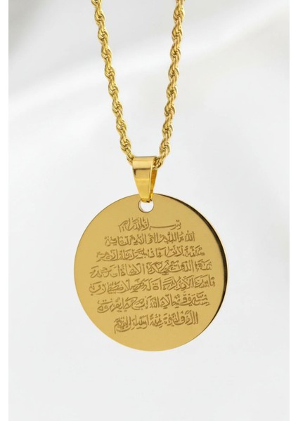 Paslanmaz Çelik Gold Renk Ayetel Kürsi Kolye modelleri