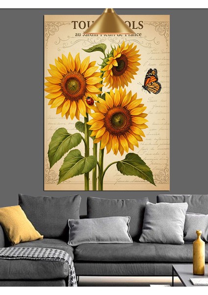 Büyük Ayçiçeği Afişi Sanatsal Dekoratif Kanvas - Mdf Ahşap Tablo fırsatları