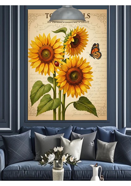 Büyük Ayçiçeği Afişi Sanatsal Dekoratif Kanvas - Mdf Ahşap Tablo indirimleri