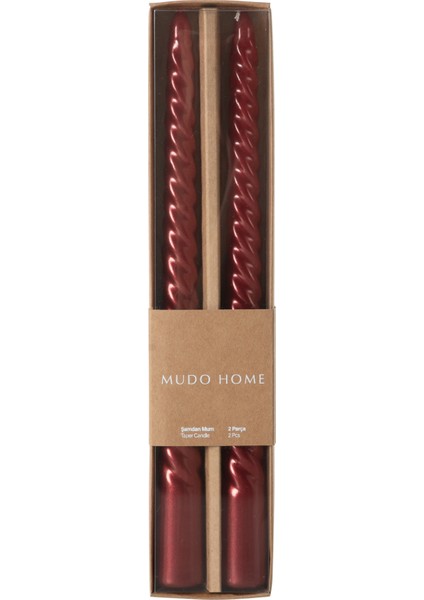 2li Burgulu Şamdan Mum Bordo 25CM modelleri