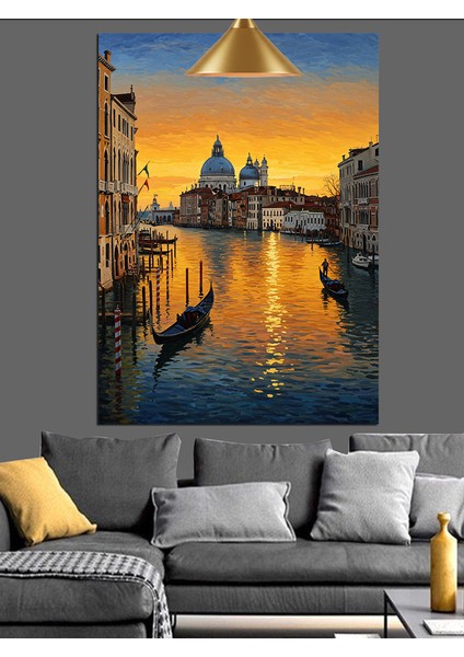 Gece,şehir ve Deniz Manzarası Dekoratif Kanvas - Mdf Ahşap Tablo