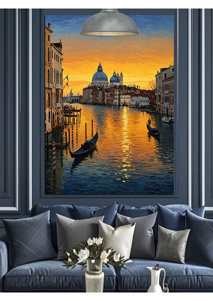 Gece,şehir ve Deniz Manzarası Dekoratif Kanvas - Mdf Ahşap Tablo fiyatları