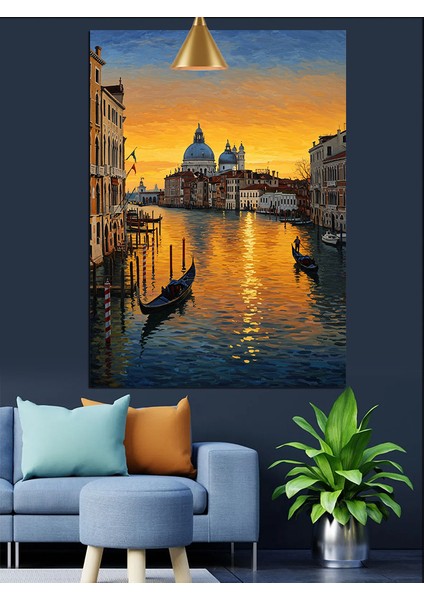 Gece,şehir ve Deniz Manzarası Dekoratif Kanvas - Mdf Ahşap Tablo fırsatları