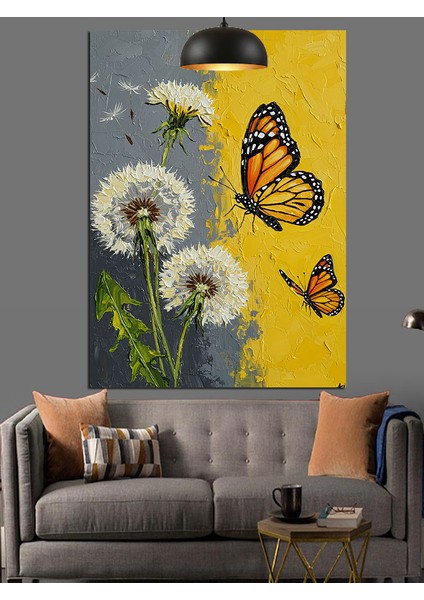 Kelebekler ve Papatyalar Baharı Dekoratif Kanvas - Mdf Ahşap Tablo fırsatları