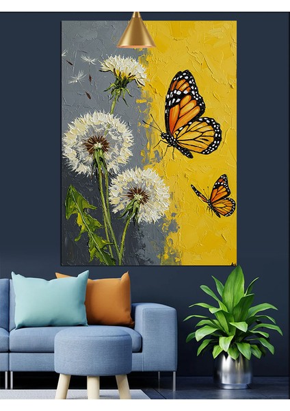 Kelebekler ve Papatyalar Baharı Dekoratif Kanvas - Mdf Ahşap Tablo indirimleri