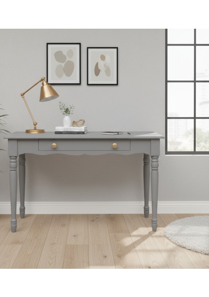 120 cm Masif Gri Tornalı Çalışma Masası