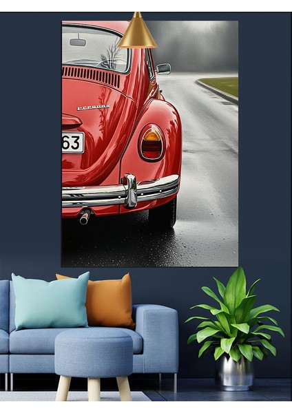 Kırmızı Araba Yolculuk Manzara Dekoratif Kanvas - Mdf Ahşap Tablo fiyatları