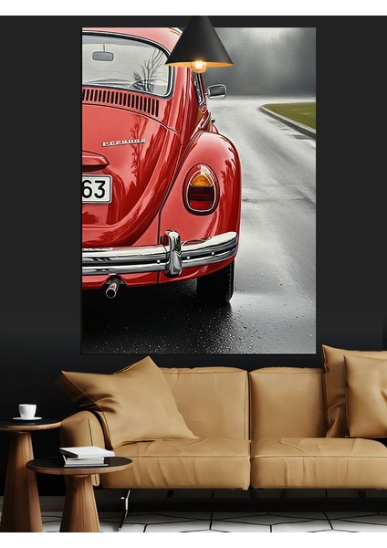 Kırmızı Araba Yolculuk Manzara Dekoratif Kanvas - Mdf Ahşap Tablo modelleri
