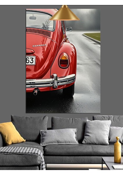 Kırmızı Araba Yolculuk Manzara Dekoratif Kanvas - Mdf Ahşap Tablo fırsatları