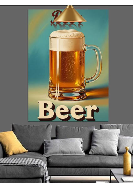 Köpüklü Bira Bardağı Reklam Afişi Dekoratif Kanvas - Mdf Ahşap Tablo