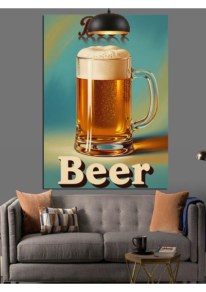Köpüklü Bira Bardağı Reklam Afişi Dekoratif Kanvas - Mdf Ahşap Tablo modelleri