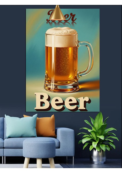 Köpüklü Bira Bardağı Reklam Afişi Dekoratif Kanvas - Mdf Ahşap Tablo fırsatları