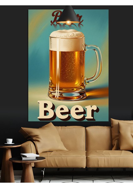 Köpüklü Bira Bardağı Reklam Afişi Dekoratif Kanvas - Mdf Ahşap Tablo indirimleri