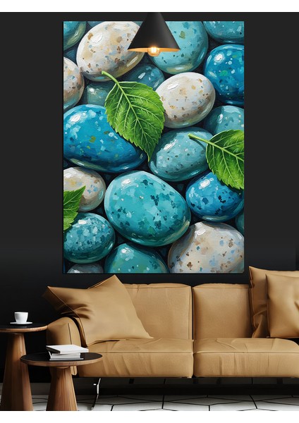 Deniz Taşı Yeşil Su Yeşili Mavi Dekoratif Kanvas - Mdf Ahşap Tablo