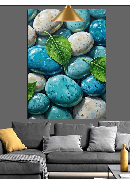 Deniz Taşı Yeşil Su Yeşili Mavi Dekoratif Kanvas - Mdf Ahşap Tablo fiyatları