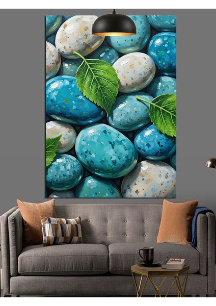 Deniz Taşı Yeşil Su Yeşili Mavi Dekoratif Kanvas - Mdf Ahşap Tablo fırsatları