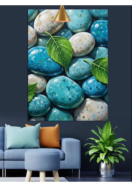 Deniz Taşı Yeşil Su Yeşili Mavi Dekoratif Kanvas - Mdf Ahşap Tablo indirimleri