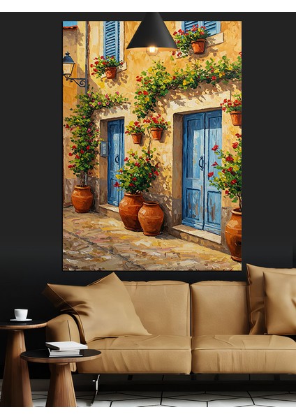 Italyan Sokak Sonbahar Manzarası Dekoratif Kanvas - Mdf Ahşap Tablo
