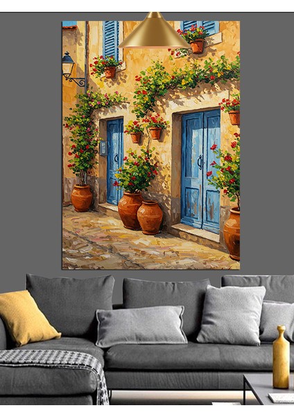 Italyan Sokak Sonbahar Manzarası Dekoratif Kanvas - Mdf Ahşap Tablo fiyatları