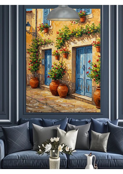 Italyan Sokak Sonbahar Manzarası Dekoratif Kanvas - Mdf Ahşap Tablo modelleri