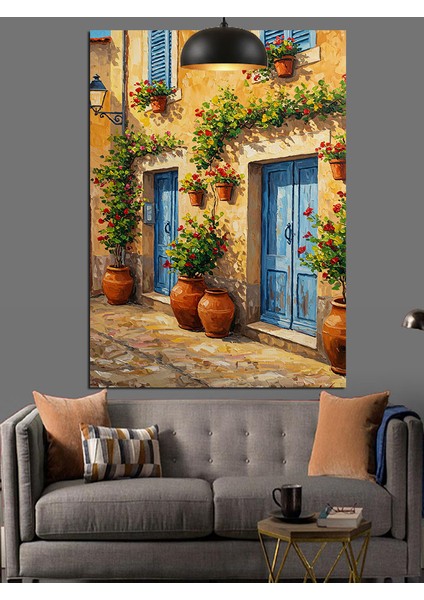 Italyan Sokak Sonbahar Manzarası Dekoratif Kanvas - Mdf Ahşap Tablo fırsatları