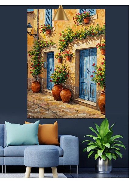 Italyan Sokak Sonbahar Manzarası Dekoratif Kanvas - Mdf Ahşap Tablo indirimleri