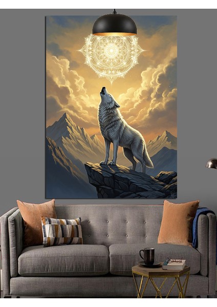 Kurt Uluma Ay Gece Dekoratif Kanvas - Mdf Ahşap Tablo fiyatları