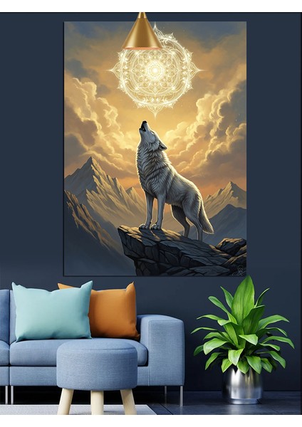 Kurt Uluma Ay Gece Dekoratif Kanvas - Mdf Ahşap Tablo modelleri