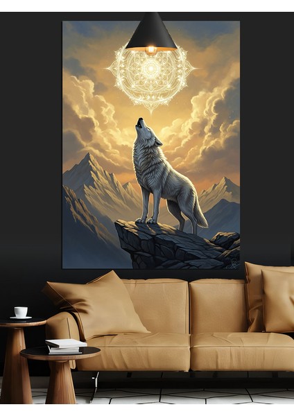 Kurt Uluma Ay Gece Dekoratif Kanvas - Mdf Ahşap Tablo fırsatları