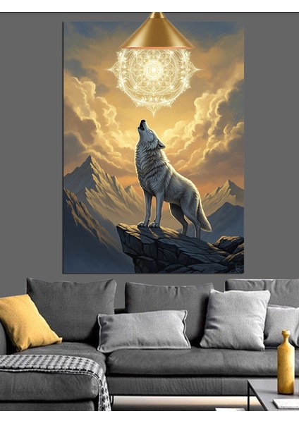 Kurt Uluma Ay Gece Dekoratif Kanvas - Mdf Ahşap Tablo indirimleri