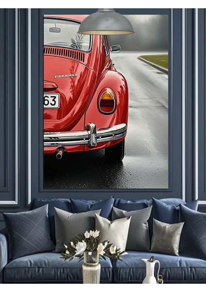 Kırmızı Araba Yolculuk Manzara Dekoratif Kanvas - Mdf Ahşap Tablo indirimleri