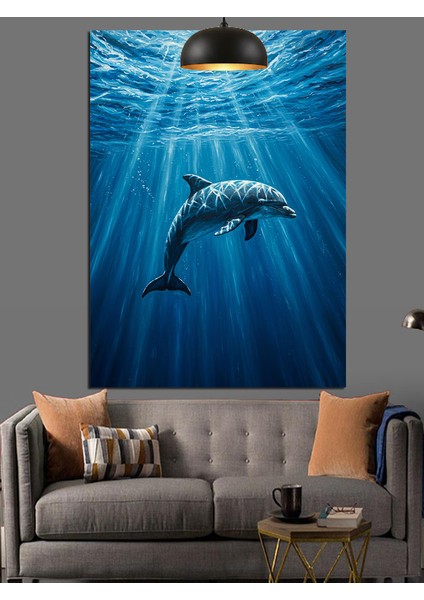 Yunus Balık Denizaltı Mavi Dekoratif Kanvas - Mdf Ahşap Tablo modelleri